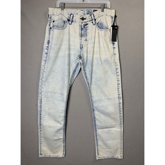 Buffalo David Bitton Jeans Mens Size 34x32 Blue Acid Wash ASH-X Skinny Stretch - Picture 1 of 12